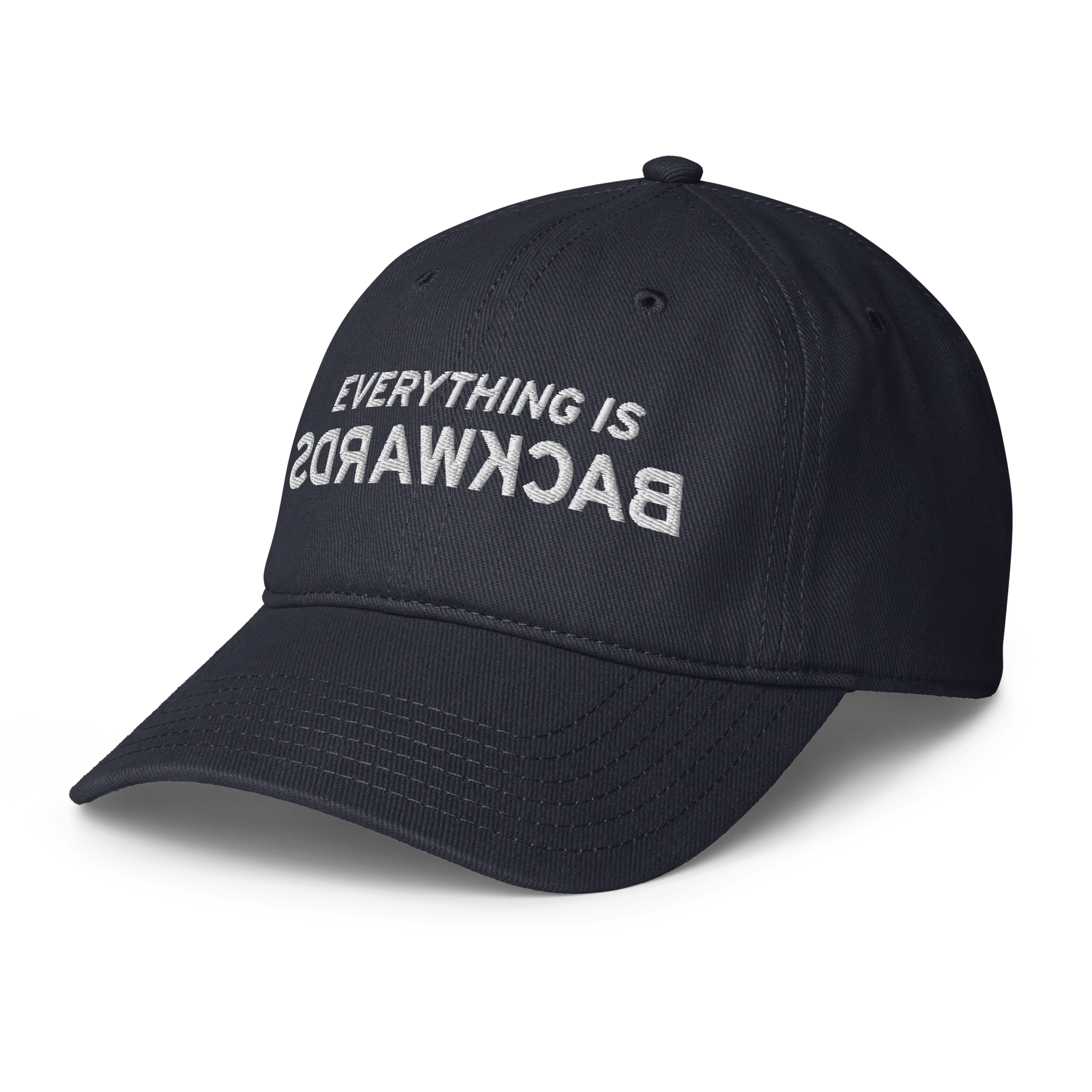Everything Is Backwards Baseball Hat - Navy - Image 3