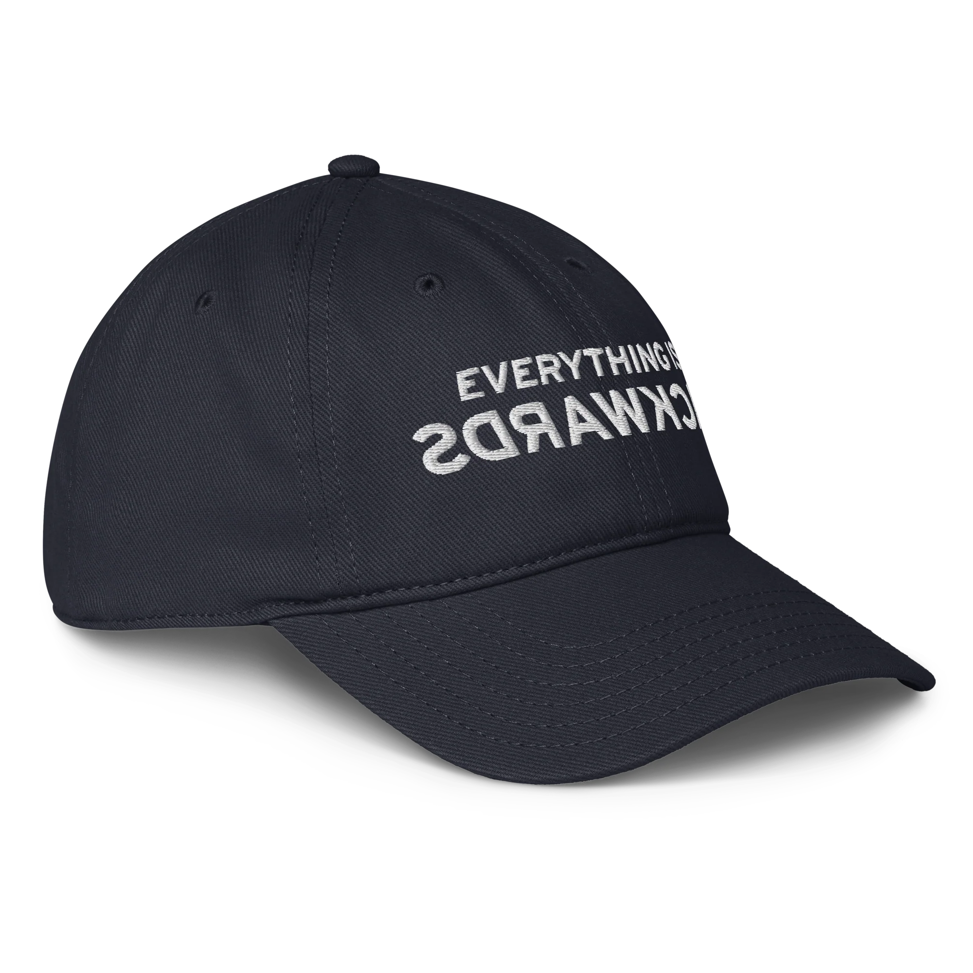 Everything Is Backwards Baseball Hat - Navy - Image 4