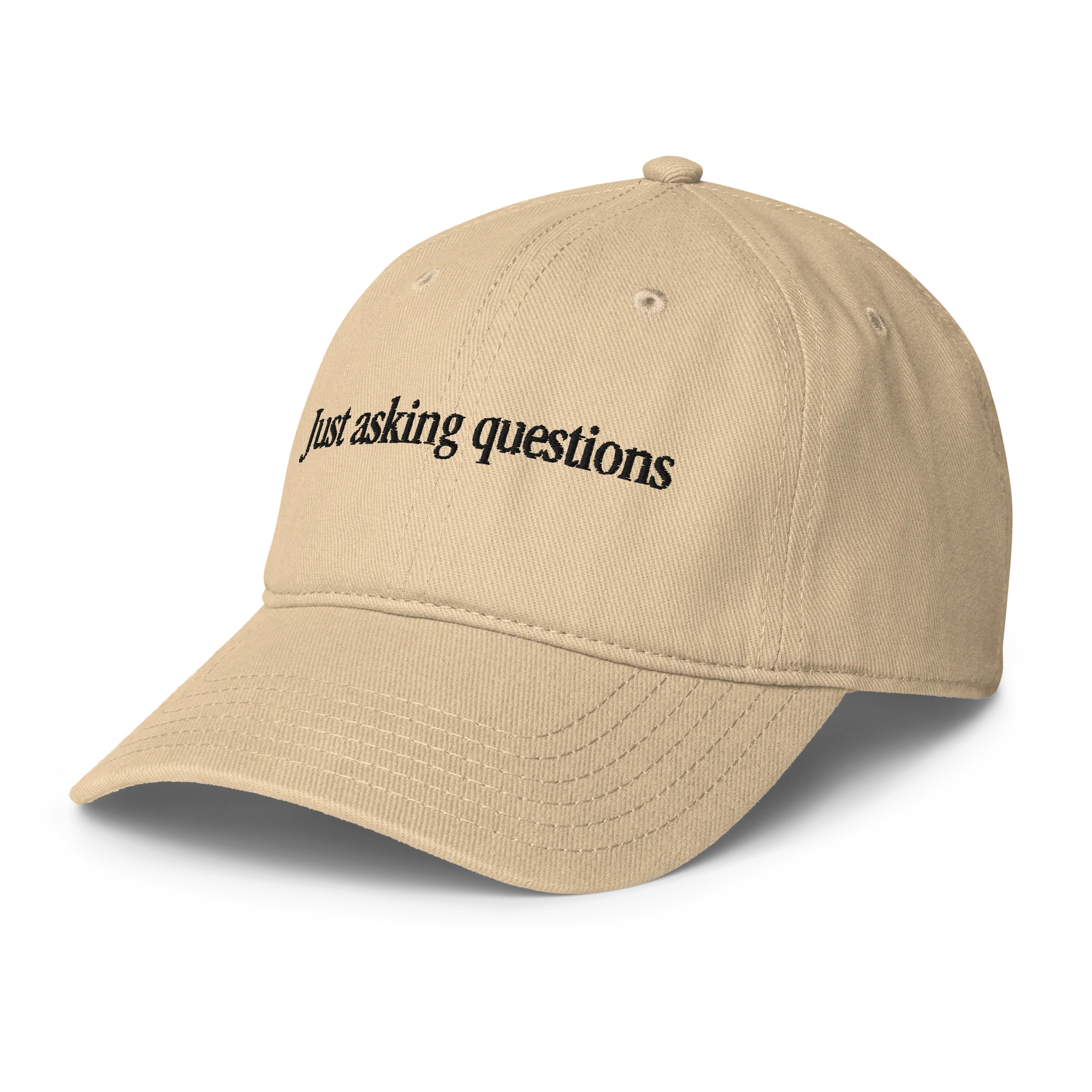 Just Asking Questions Baseball Hat - Khaki - Image 3