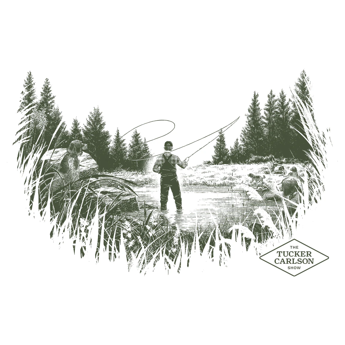 Tucker Carlson Fly Fishing T-Shirt - Bay - Image 3