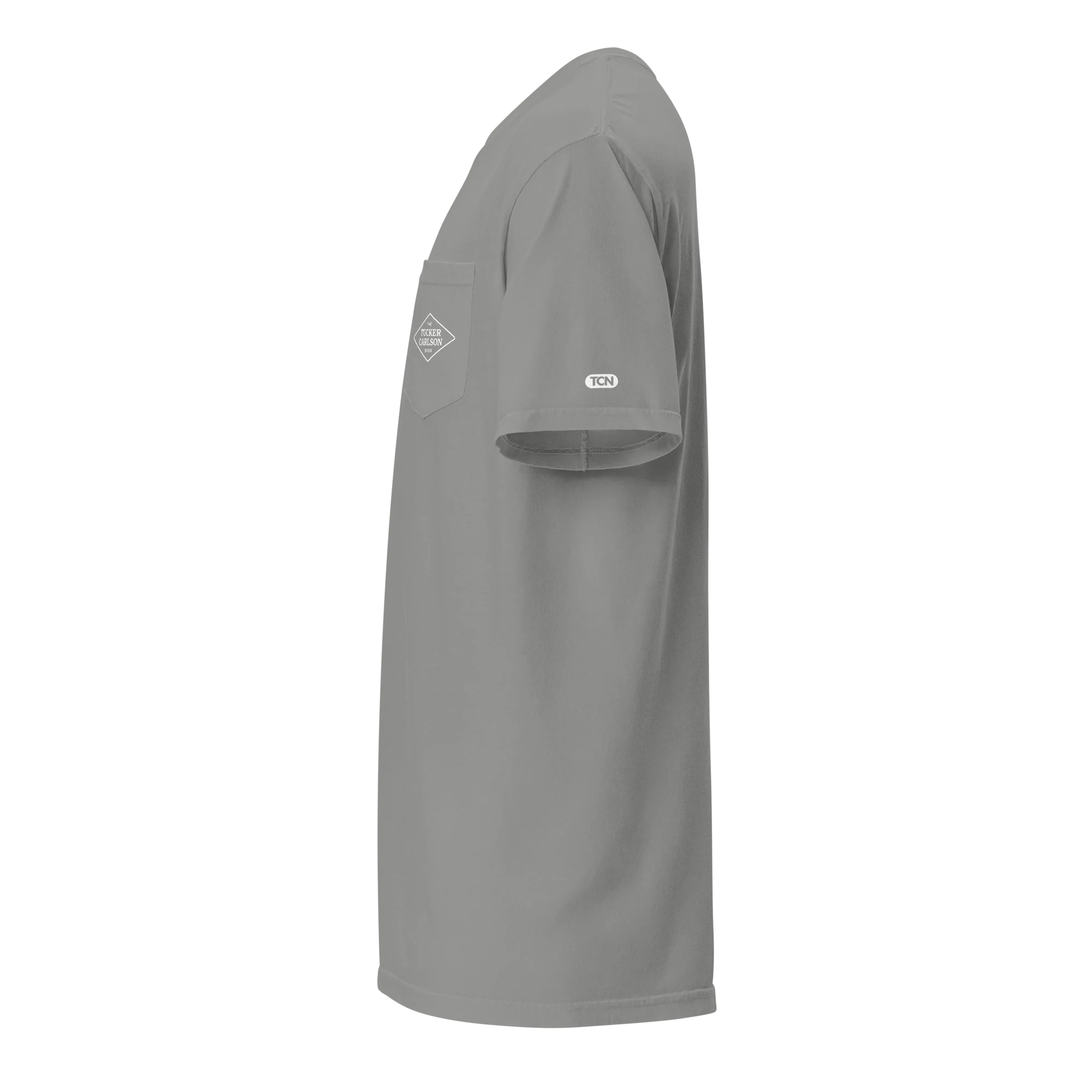 Tucker Carlson Show Pocket T-Shirt - Gray - Image 3